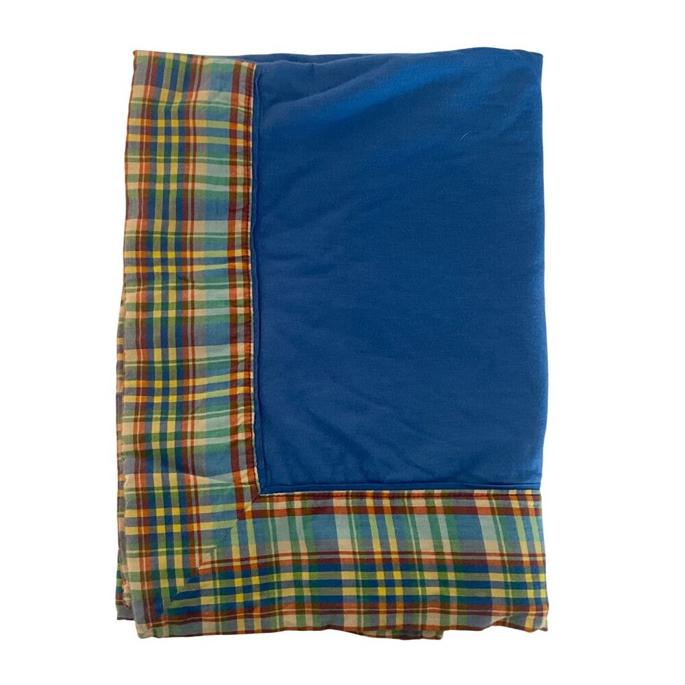 Baby GAP Blanket Quilt Blue Yellow Plaid trim Lovey Security Crib Nursery